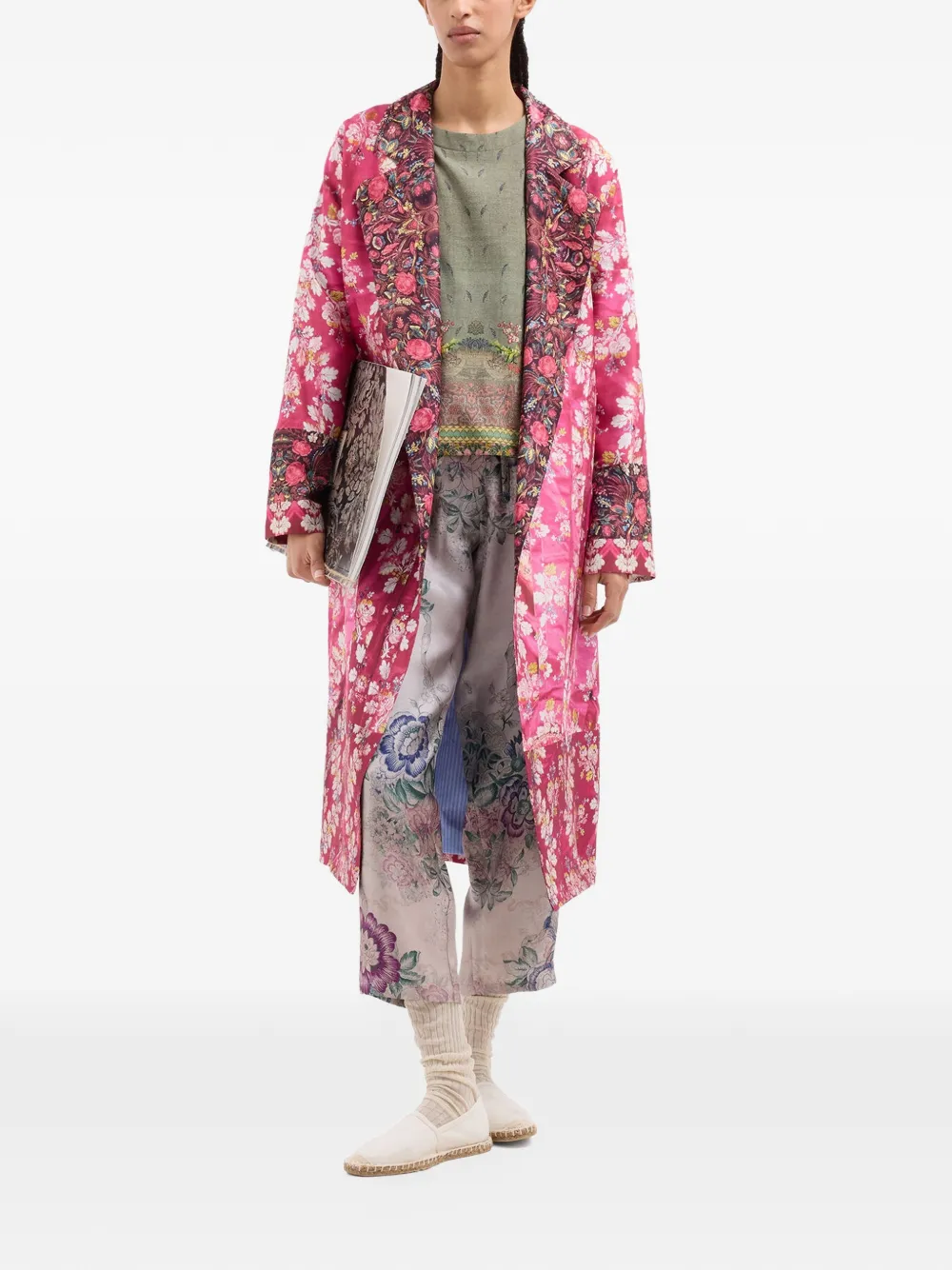Pierre-Louis Mascia Broek met bloemen-print en trekkoord Wit