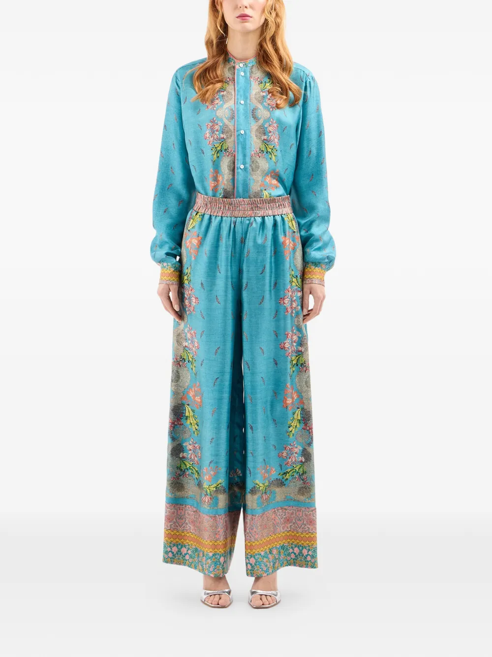 Pierre-Louis Mascia Broek met bloemenprint Blauw