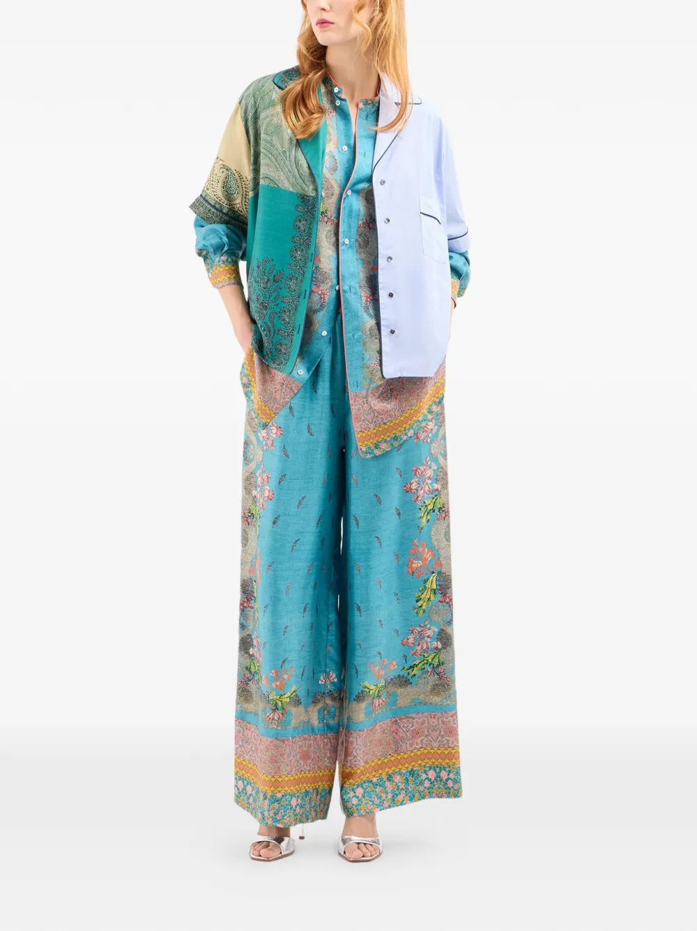 Pierre-Louis Mascia Broek met bloemenprint Blauw