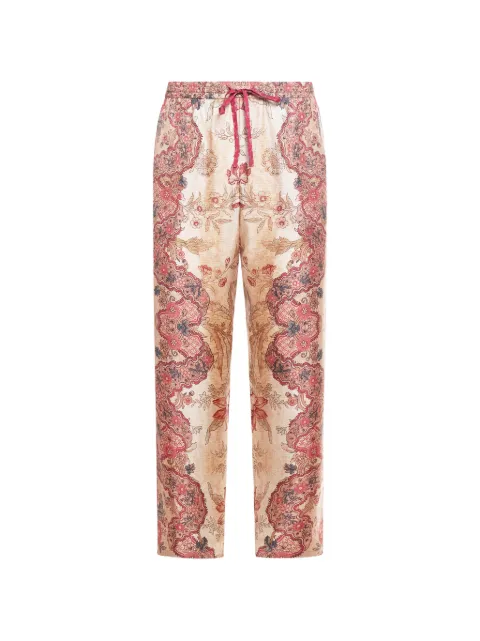 Pierre-Louis Mascia pantalones con motivo floral y cordones en la pretina