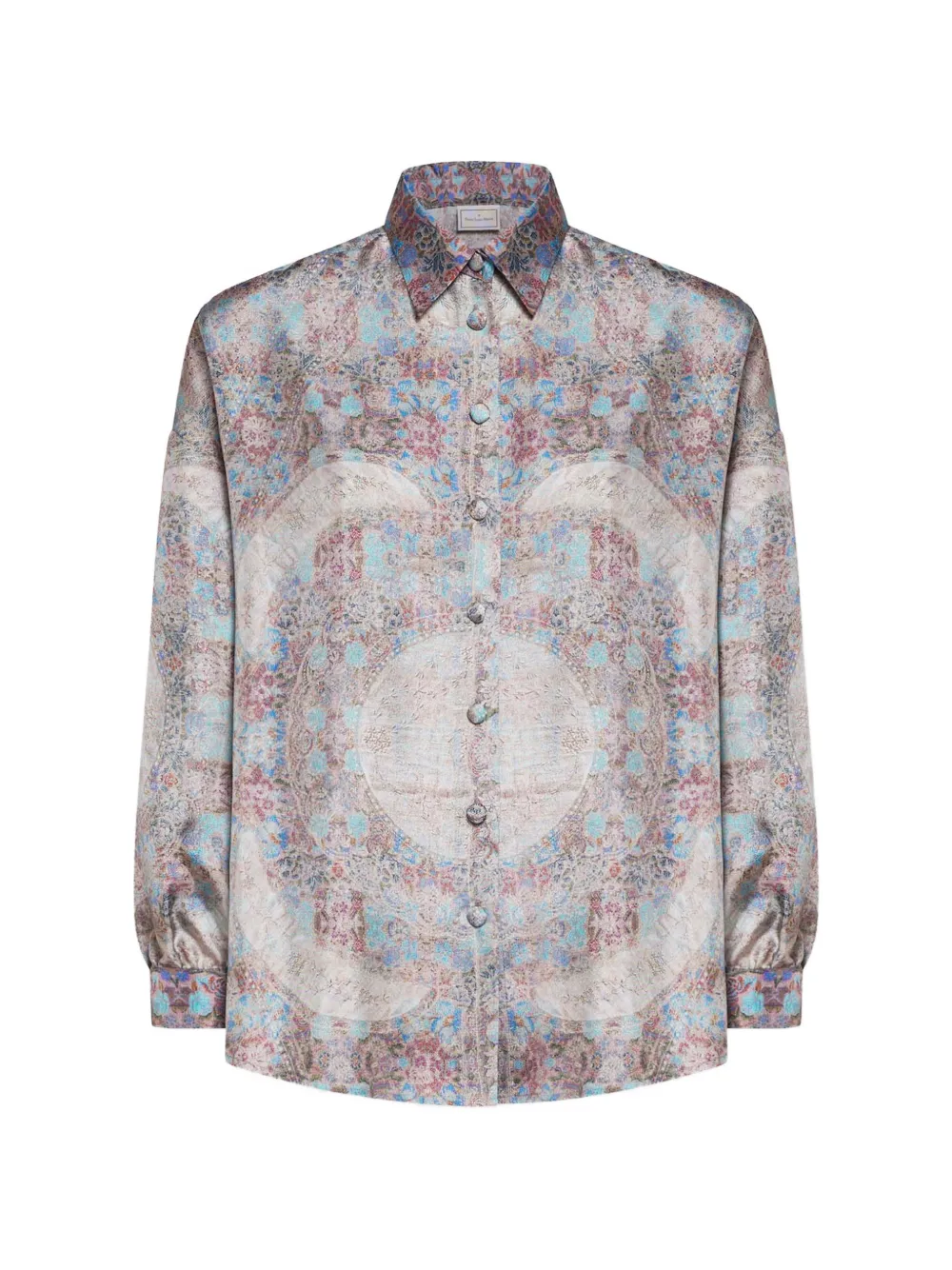 Pierre-Louis Mascia Aloe mosaic-pattern button-up silk shirt - Toni neutri