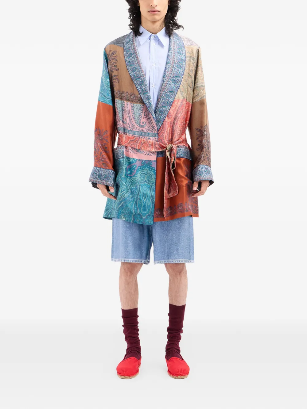 Pierre-Louis Mascia Badjas met paisley-print en ceintuur Blauw