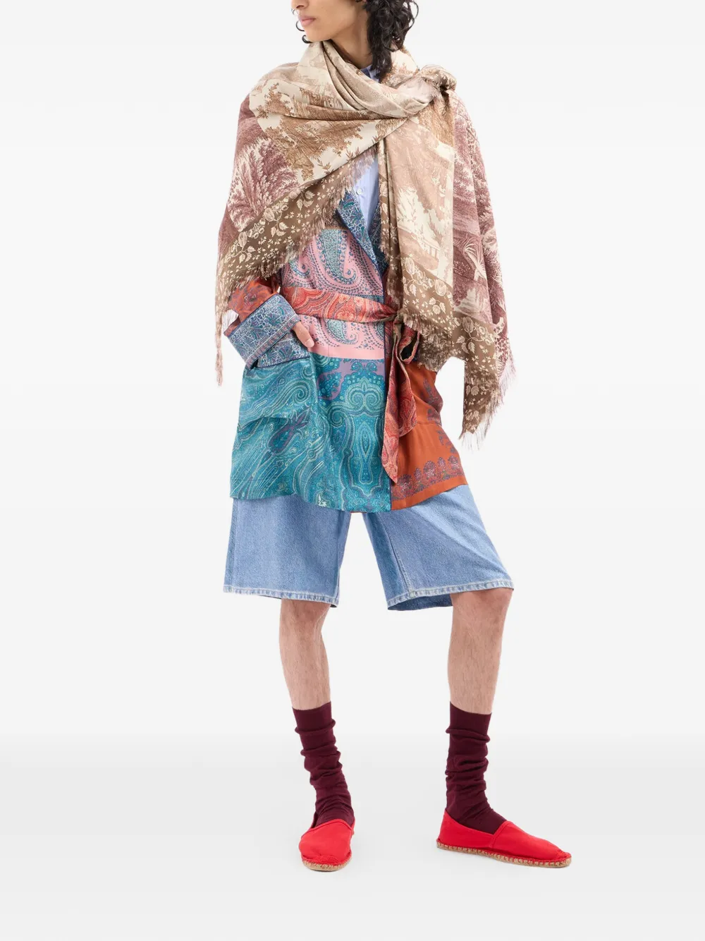 Pierre-Louis Mascia Badjas met paisley-print en ceintuur Blauw
