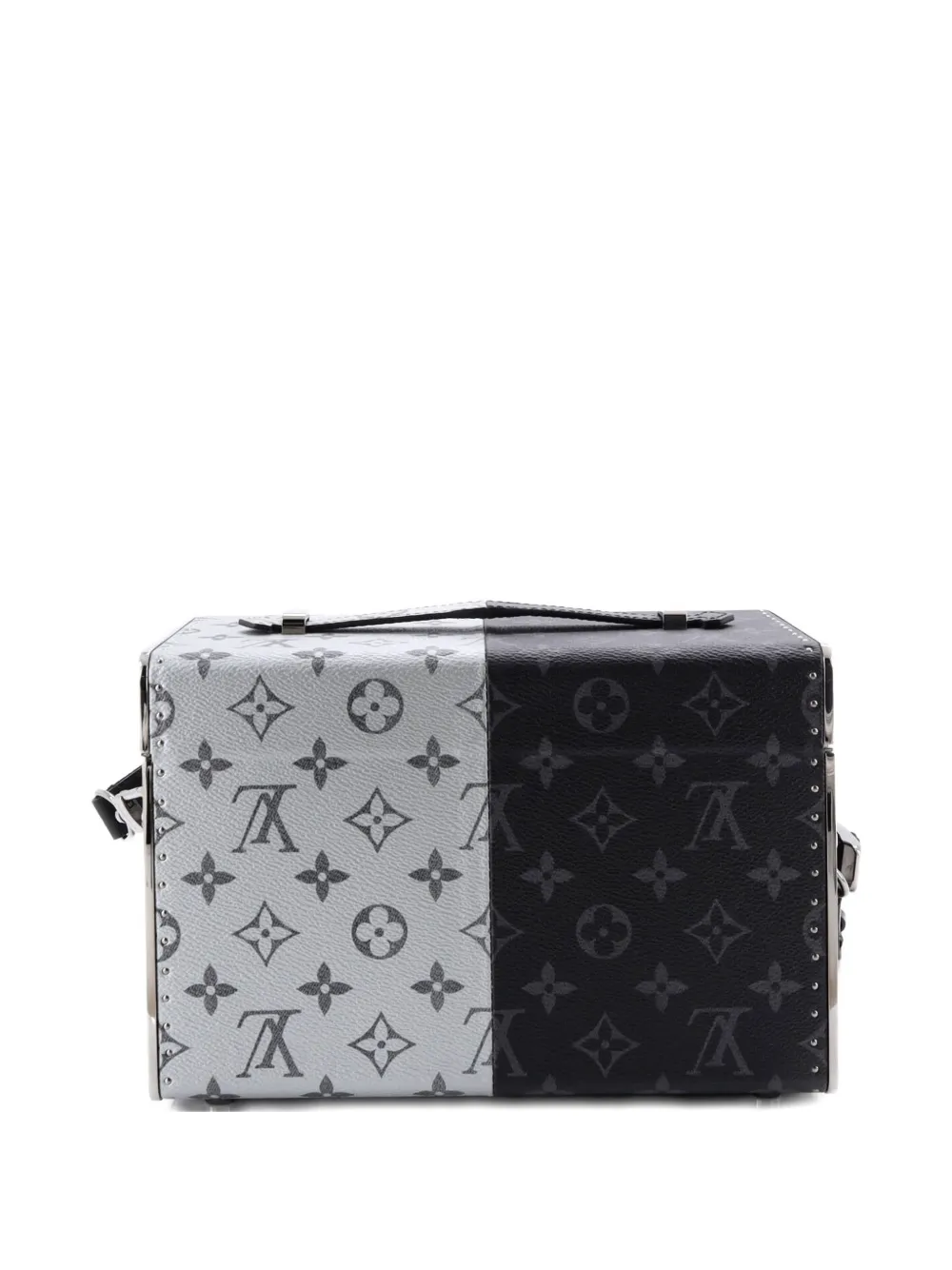  Louis Vuitton Pre-owned Trunk Monogram Eclipse Split Canvas Mini Shoulder Bag - Black 