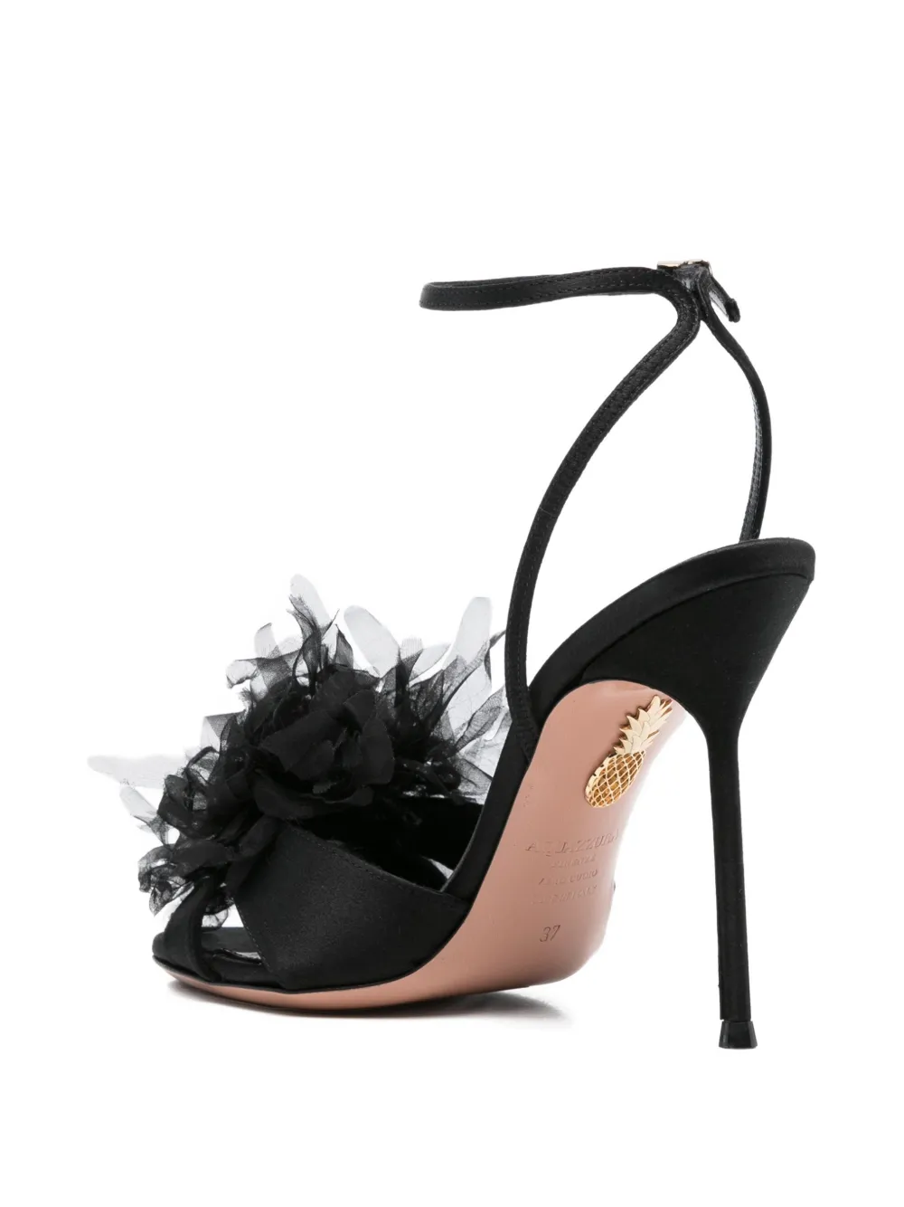 Aquazzura Poème flower-embellishment sandals Zwart