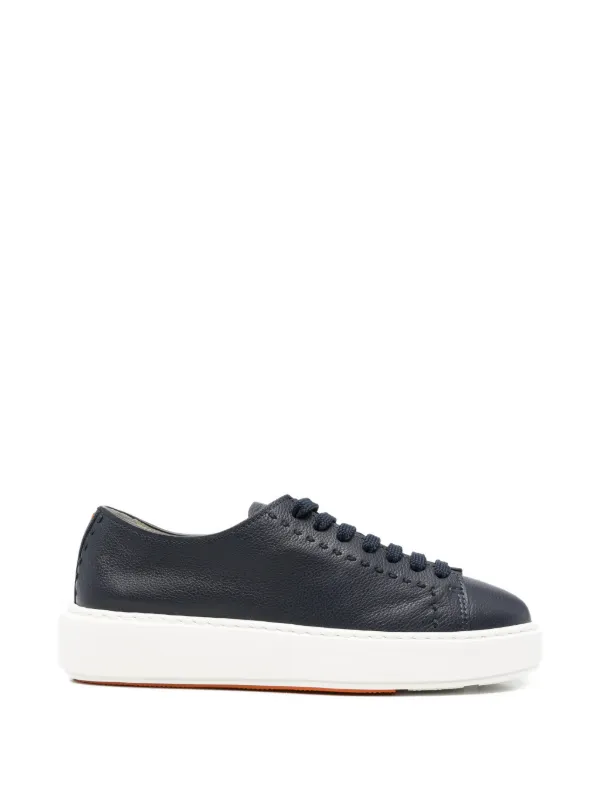 Santoni Leather Sneakers in Blue