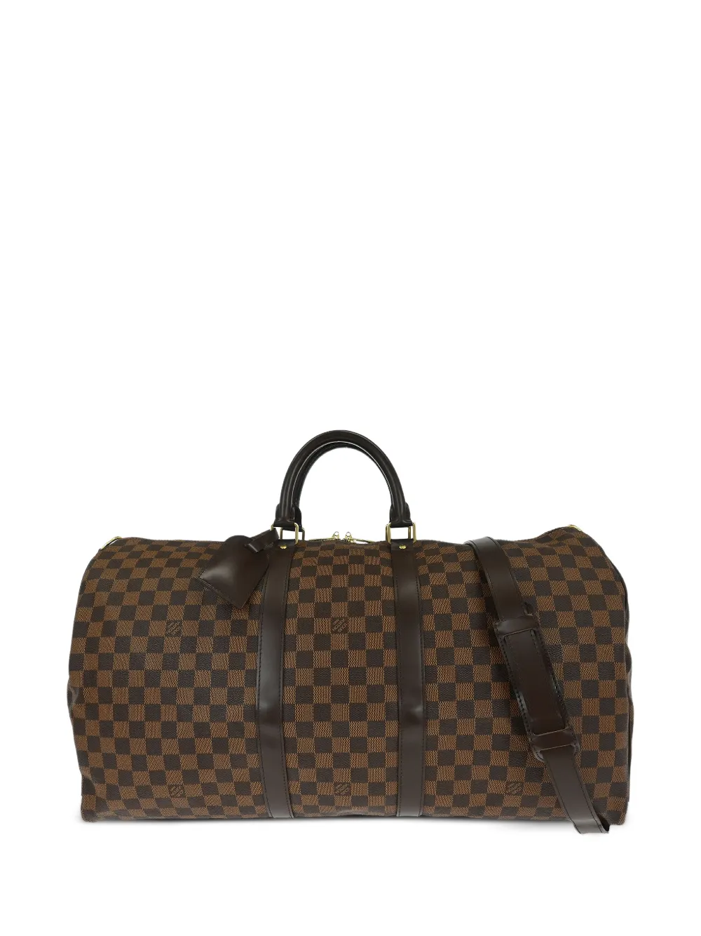 Louis Vuitton Pre-Owned Borsone Keepall Bandouliere a quadri 55 anni 2012 - Marrone