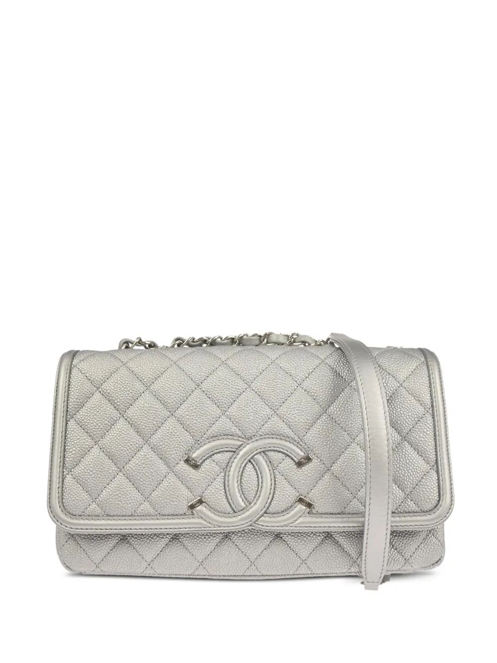 CHANEL Pre-Owned Filigree Flap shoulder bag - Argento