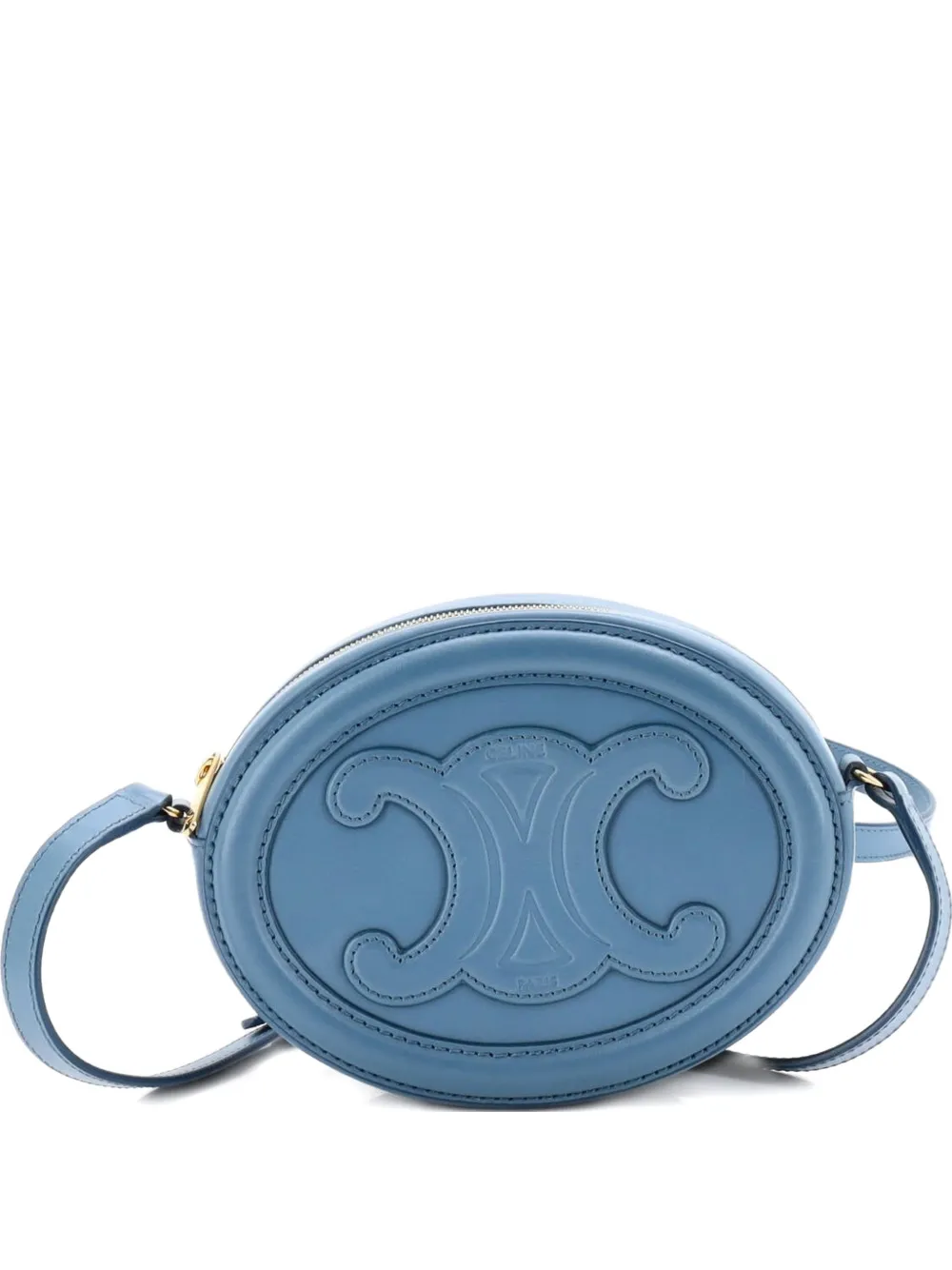 Celine Pre-Owned Triomphe Oval Leather Mini crossbody bag - Blu