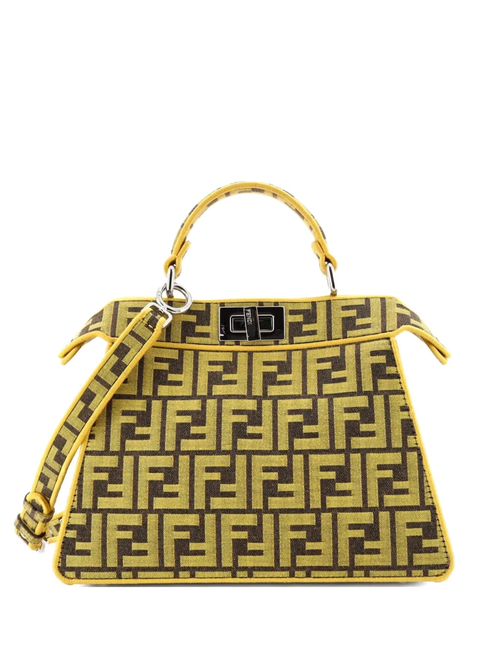 Fendi Pre-Owned x FRGMT Peekaboo ISeeU Bag Zucca Canvas Small shoulder bag - Giallo