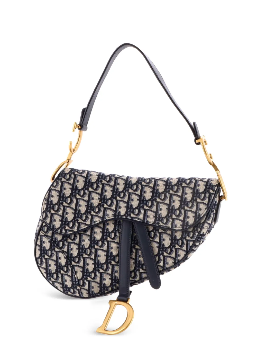 Christian Dior Pre-Owned Saddle Handbag Oblique Canvas Medium shoulder bag - Blu