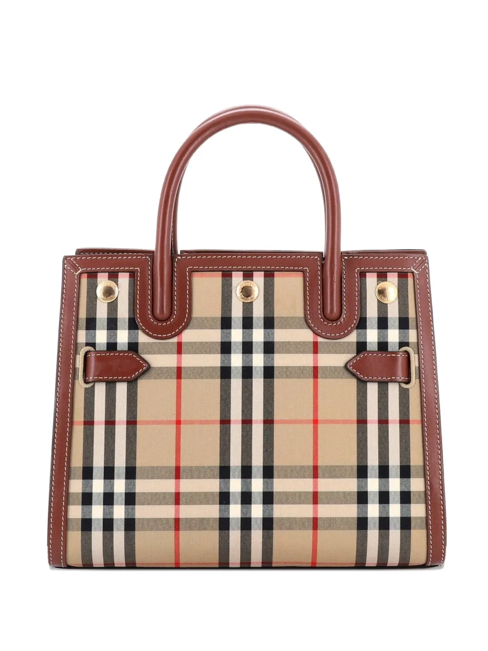 Burberry Pre-Owned Title Two Handle Vintage Check Canvas and Leather Mini tote bag - Marrone