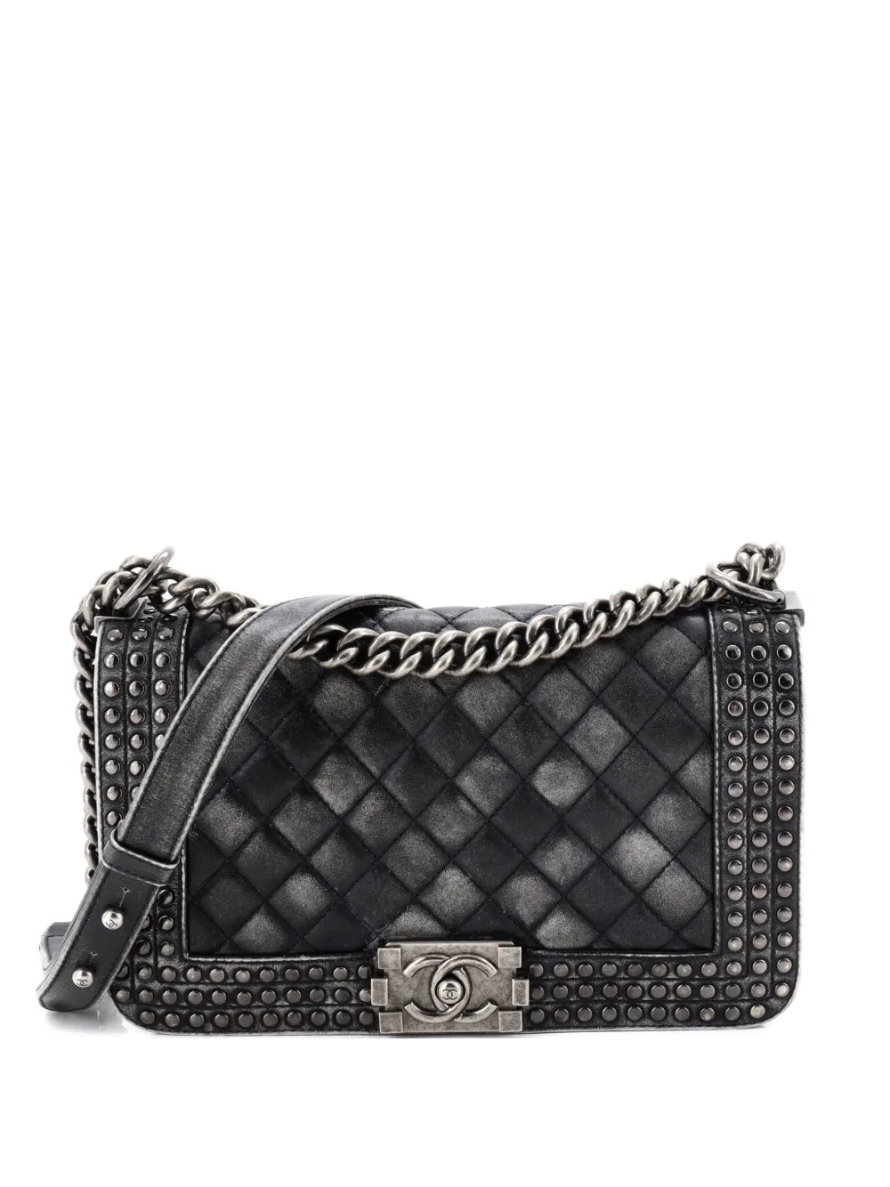 CHANEL Pre-Owned Paris-Dallas Boy Flap Bag Studded Quilted Distressed Calfskin Old Medium shoulder bag - Nero