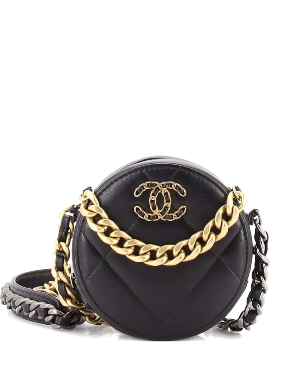 CHANEL Pre-Owned 19 Round with Chain Quilted Leather clutch bag - Nero
