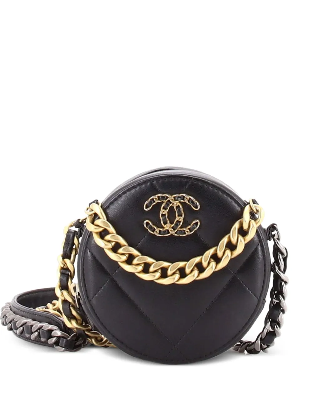 CHANEL Pre-Owned 19 Round with Chain Quilted Leather clutch bag - Nero