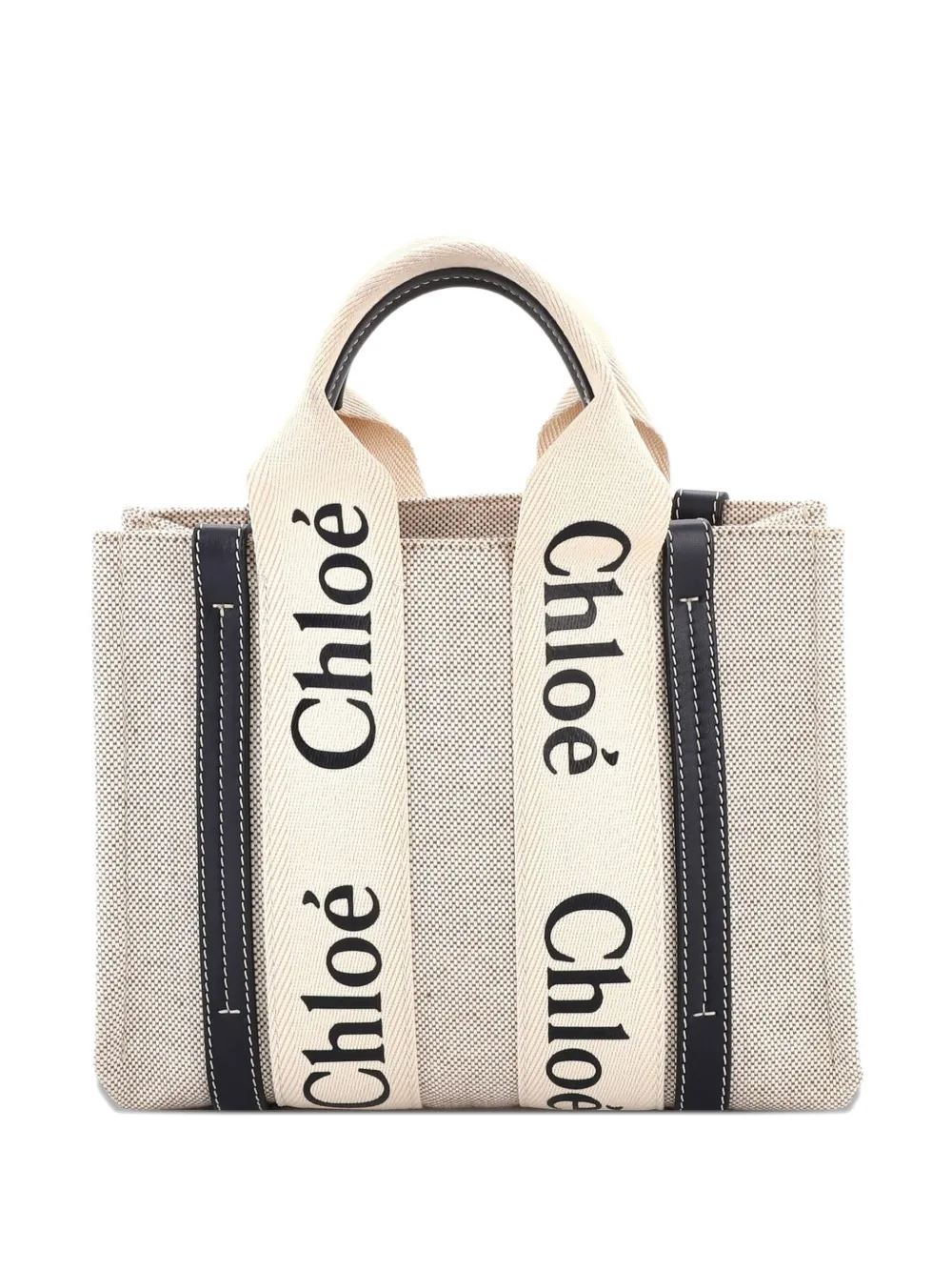 Chloé Pre-Owned Woody Canvas with Leather Small tote bag - Toni neutri