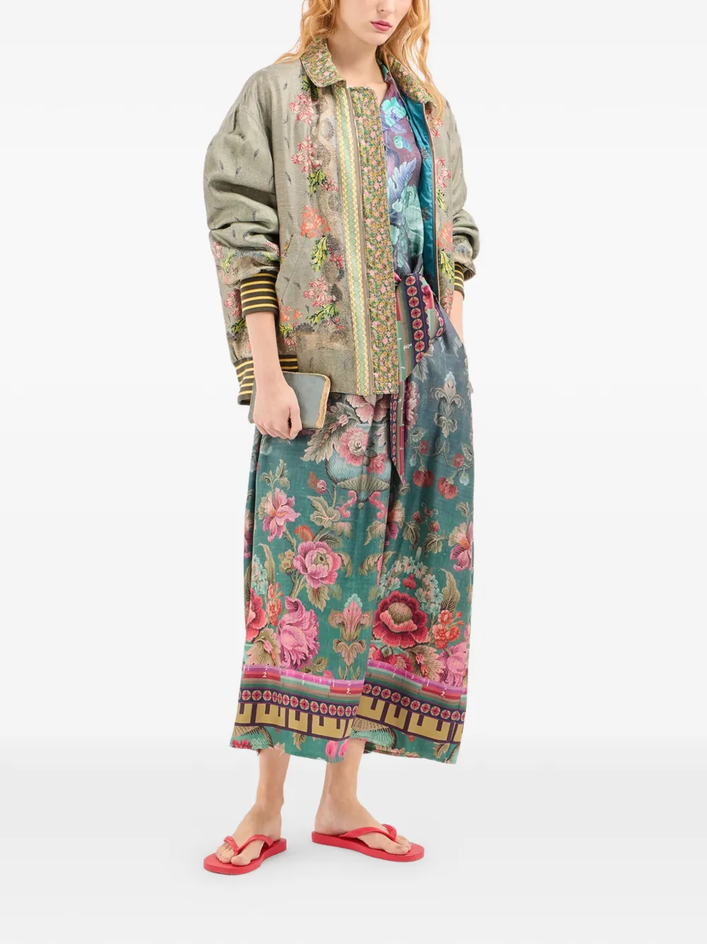 Pierre-Louis Mascia Blousejurk met bloemenpatroon en ceintuur Groen