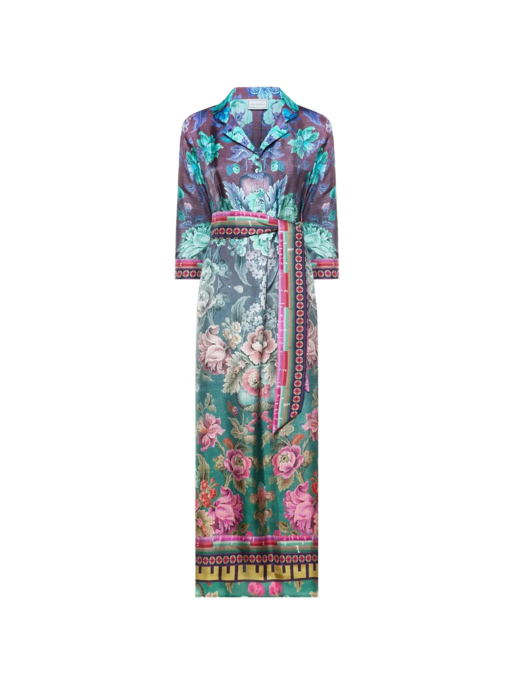 Pierre-Louis Mascia floral-motif belted shirt dress - Verde