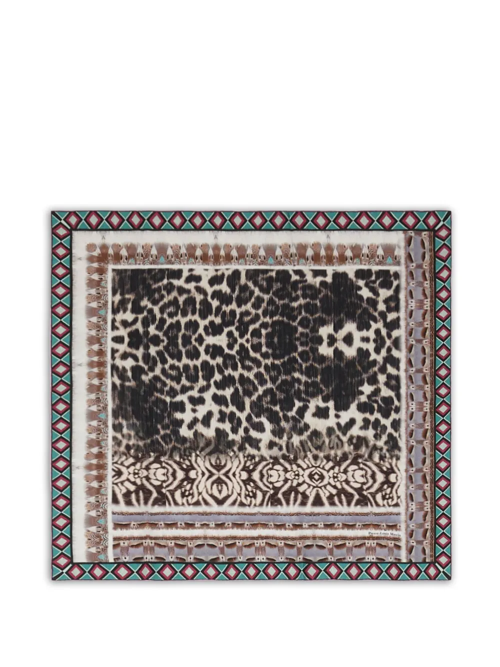 Pierre-Louis Mascia Aloeuw leopard geometric silk scarf - Toni neutri