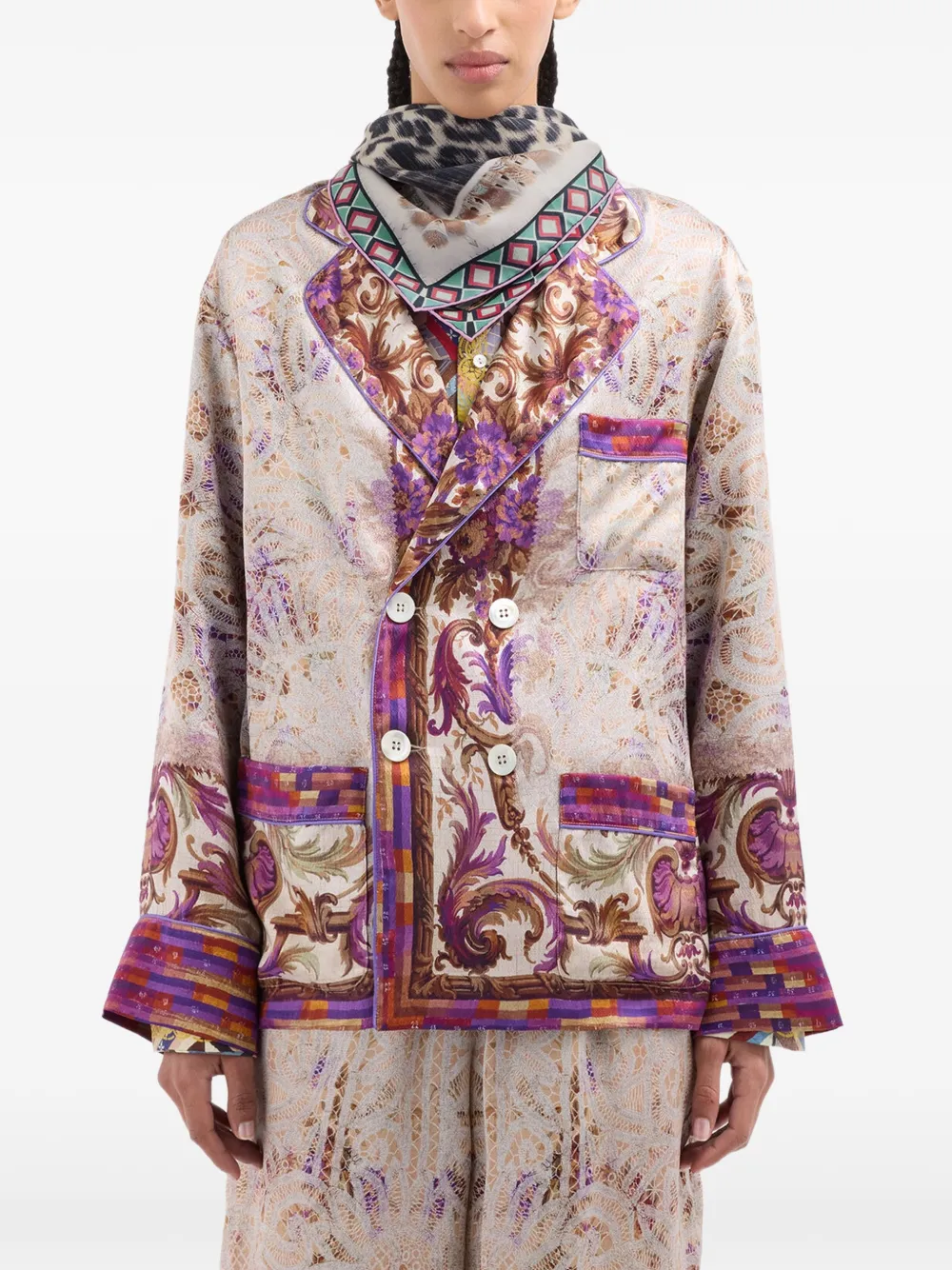  Pierre-louis Mascia Aloeuw Leopard Geometric Silk Scarf - Neutrals 