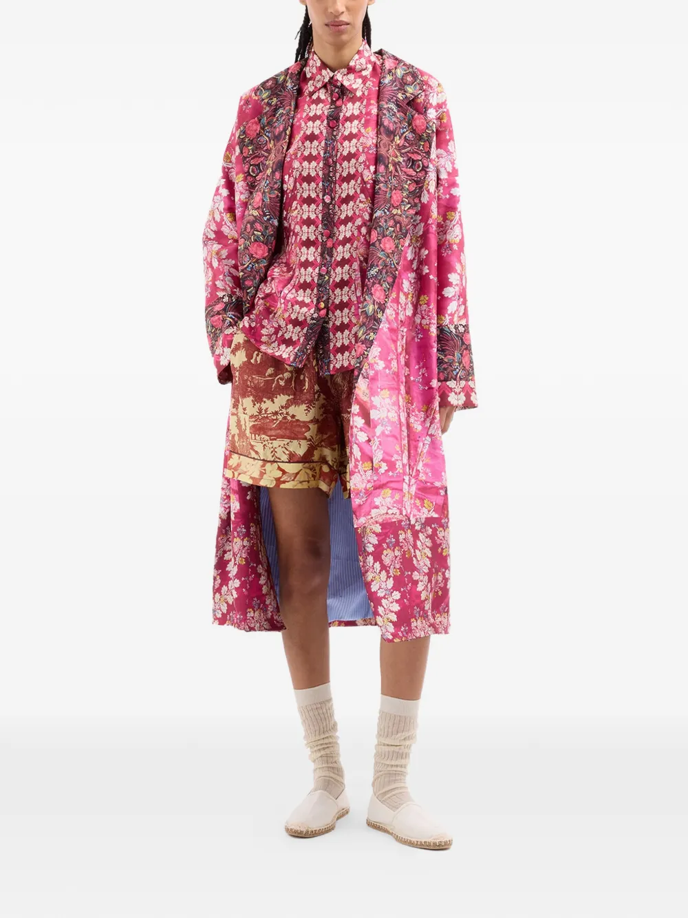 Floral-Print Coat