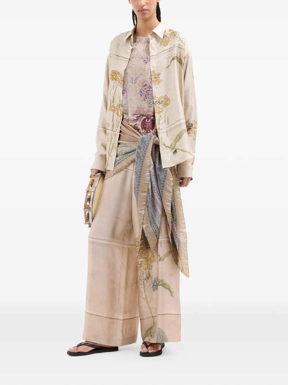 Pierre-Louis Mascia Aloe button-up shirt met bloemenprint Beige