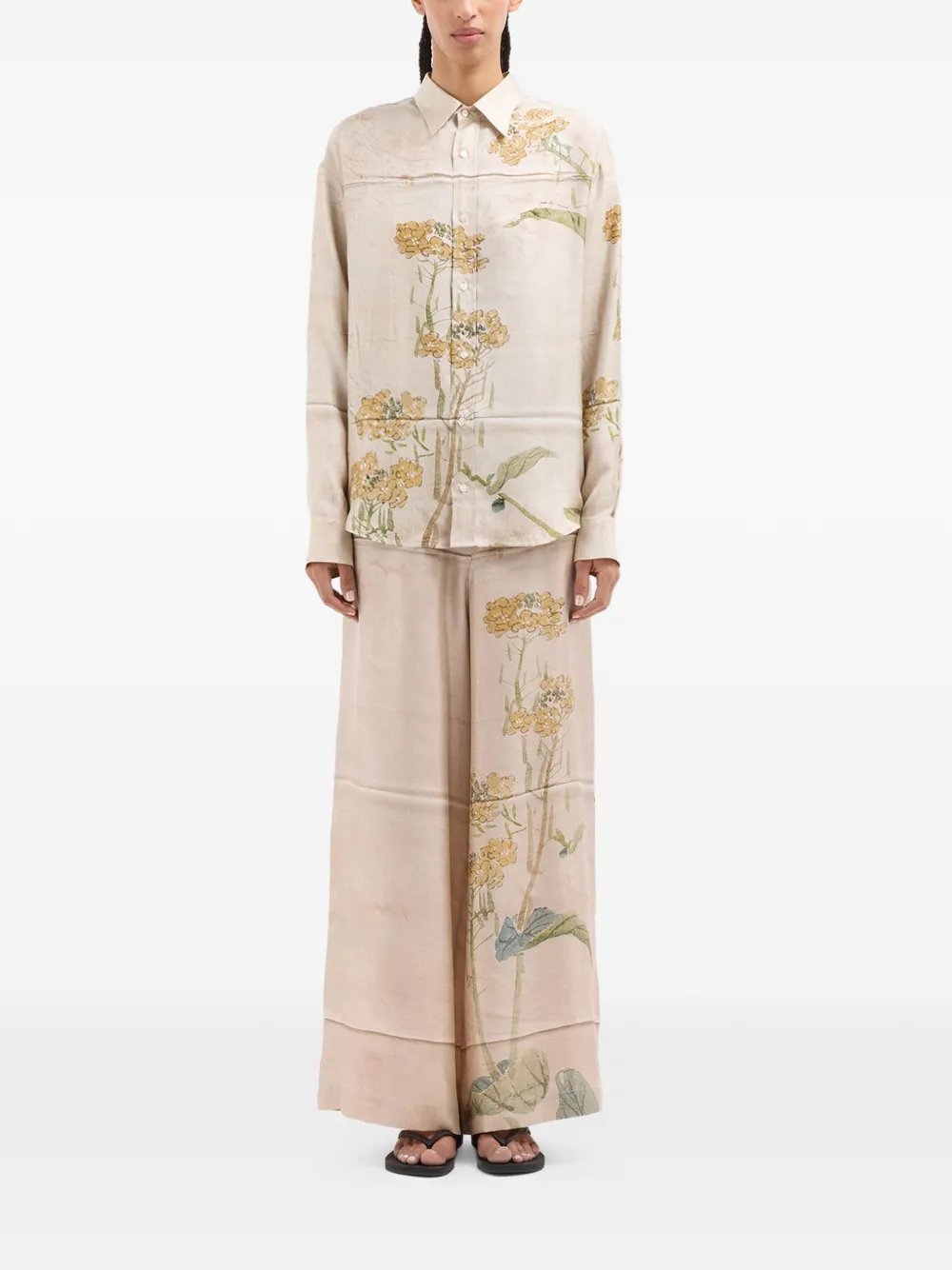 Pierre-Louis Mascia Aloe button-up shirt met bloemenprint Beige