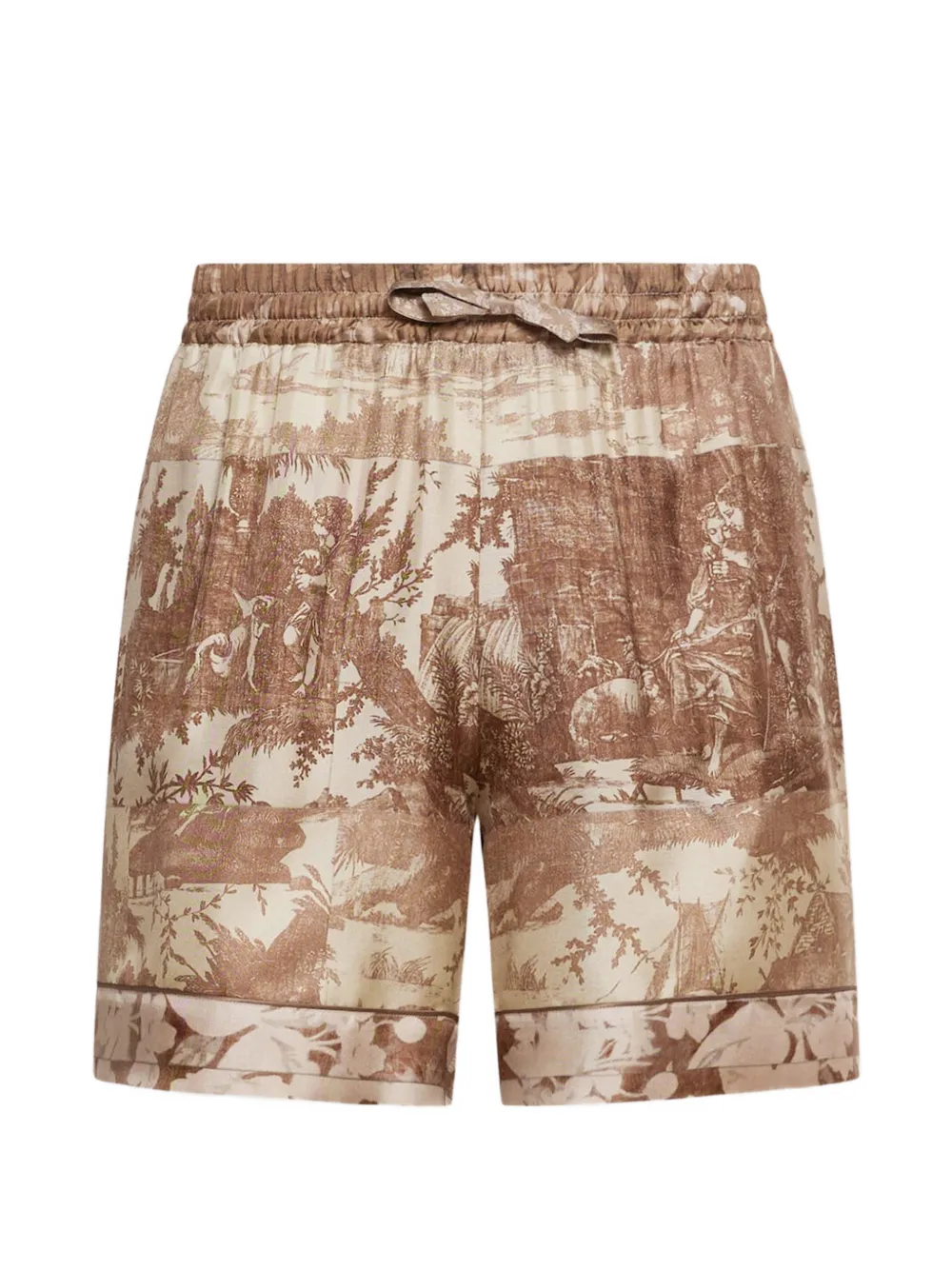 Pierre-Louis Mascia Aloe drawstring print silk shorts - Toni neutri