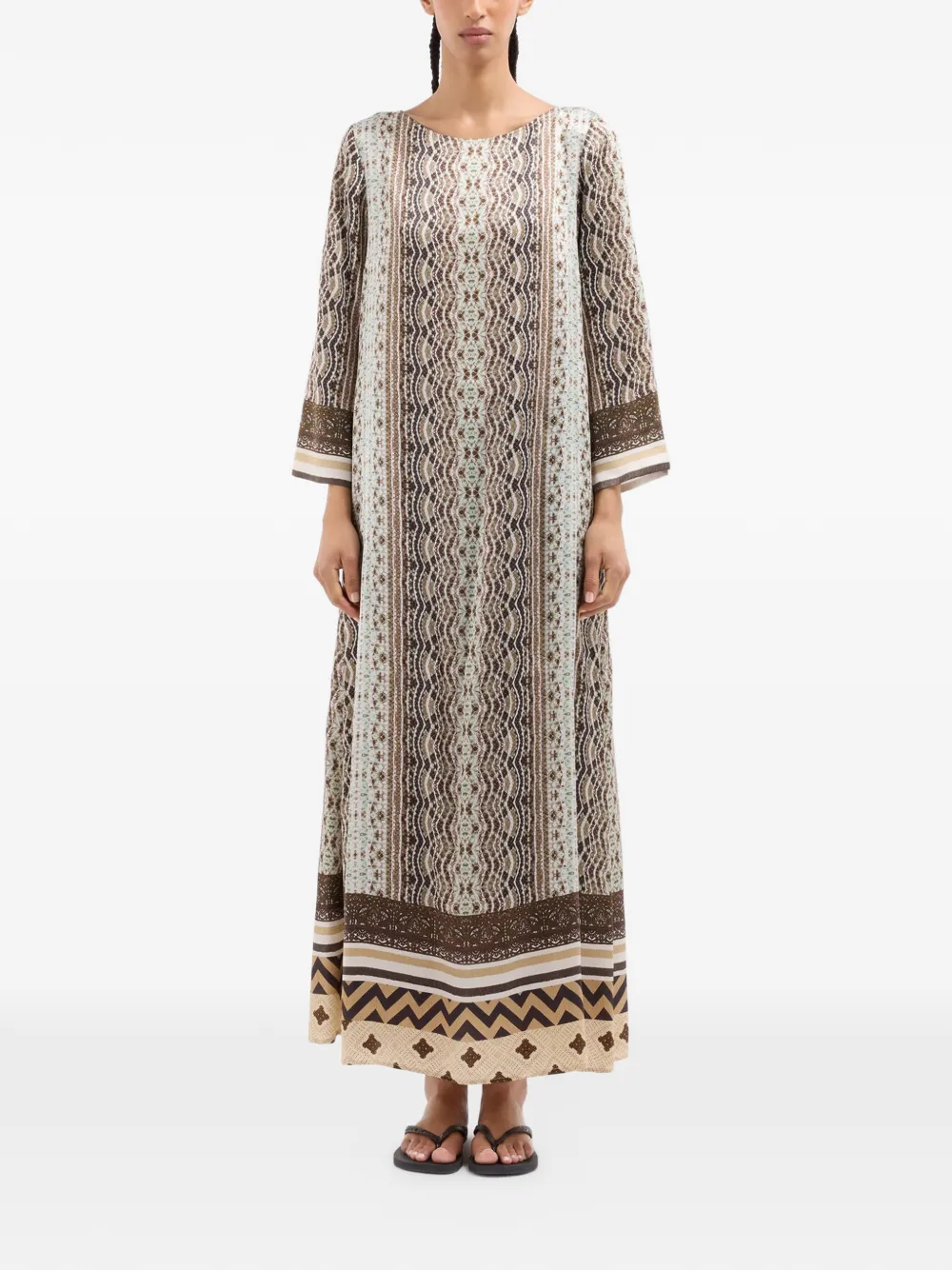 Pierre-Louis Mascia Mutka midi-jurk met geometrische bloemenprint Beige