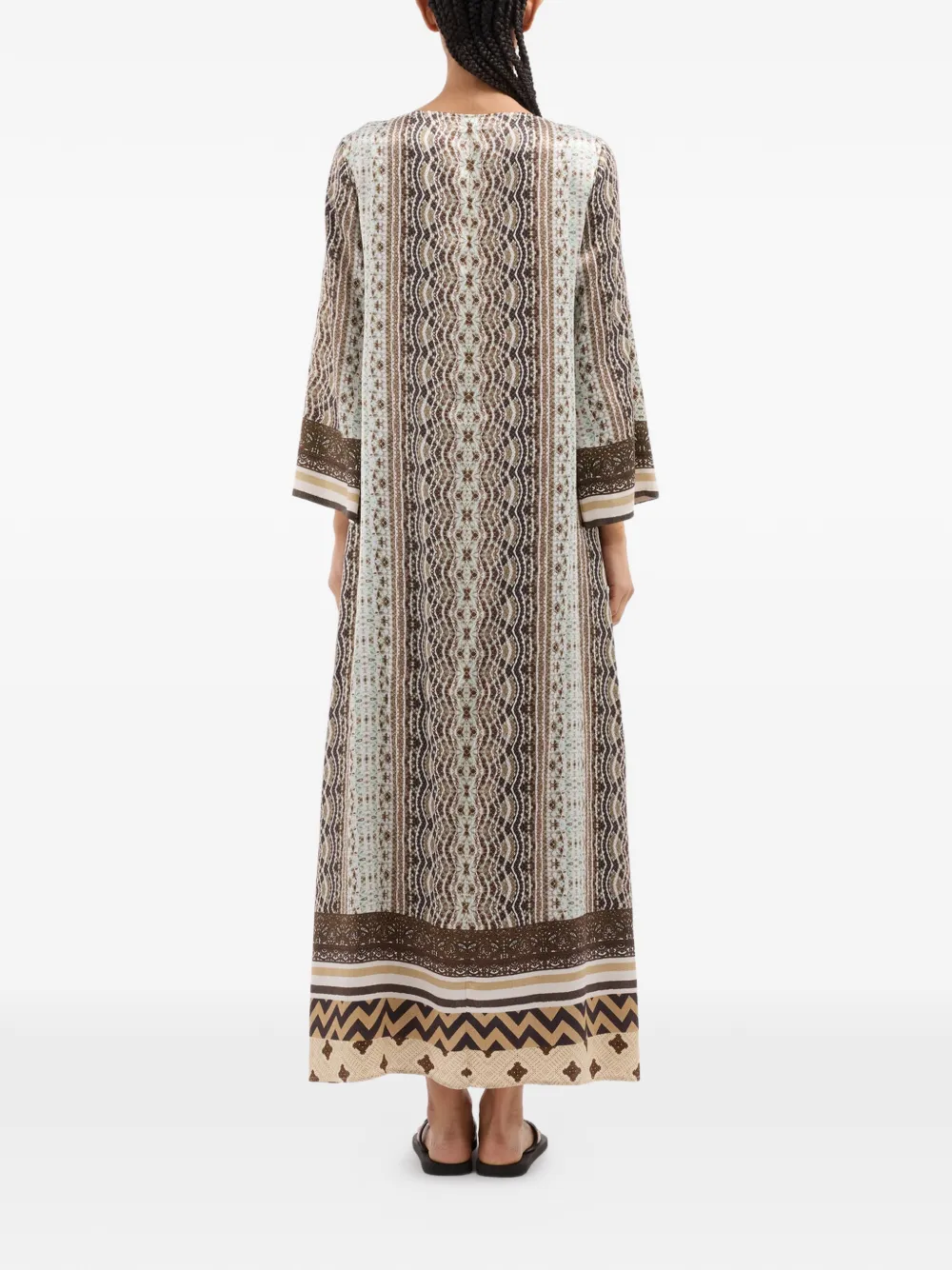 Pierre-Louis Mascia Mutka midi-jurk met geometrische bloemenprint Beige