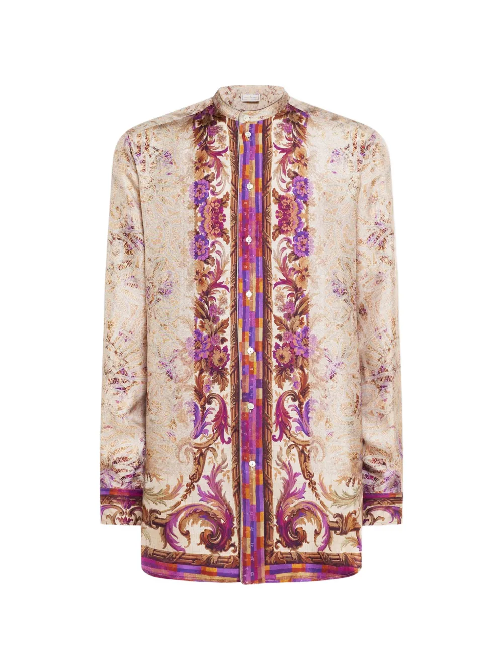 Pierre-Louis Mascia Aloe mandarin-collar silk shirt - Toni neutri