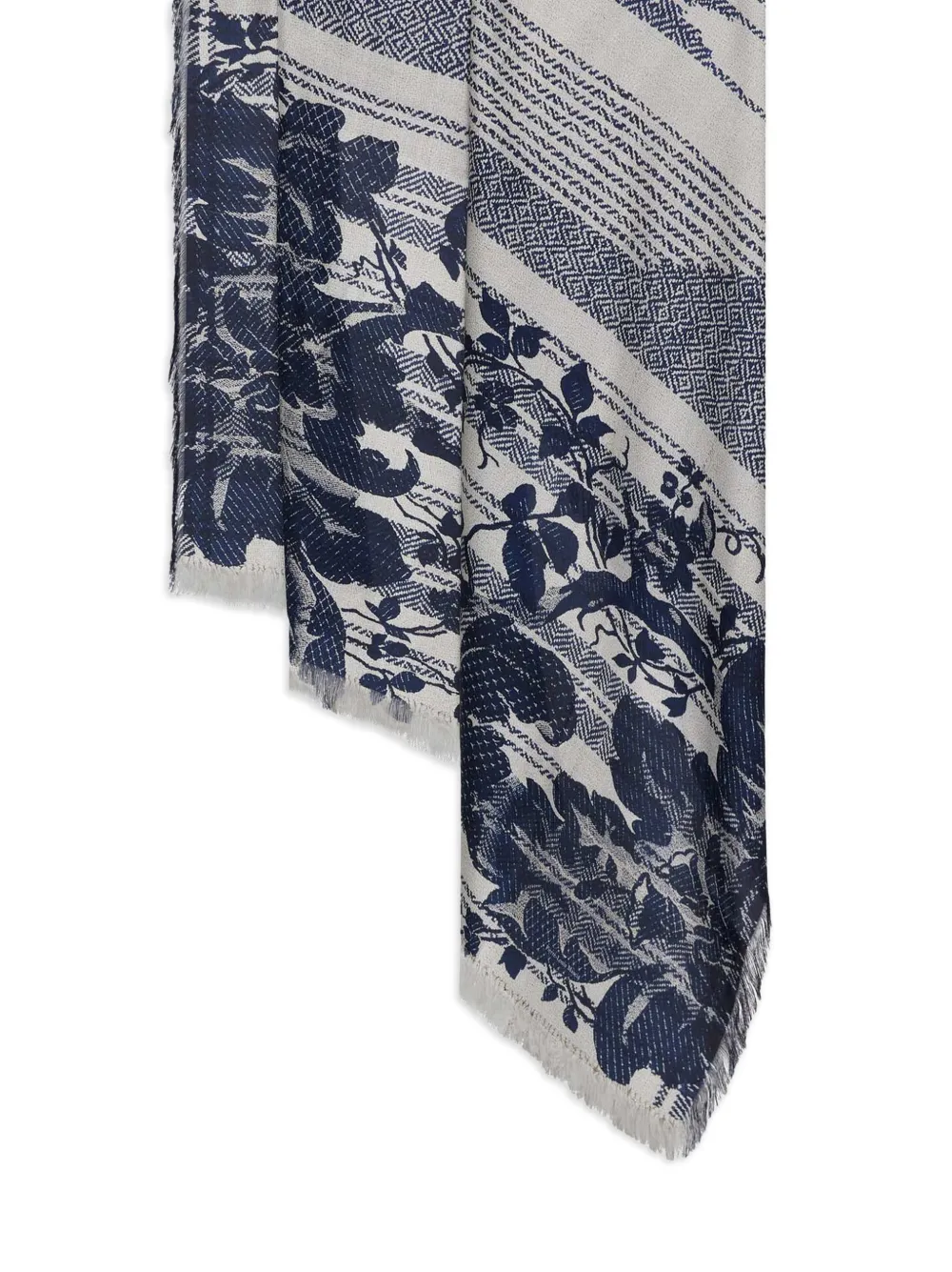 Pierre-Louis Mascia Aloeuw zijden sjaal met geometrische bloemenprint Beige