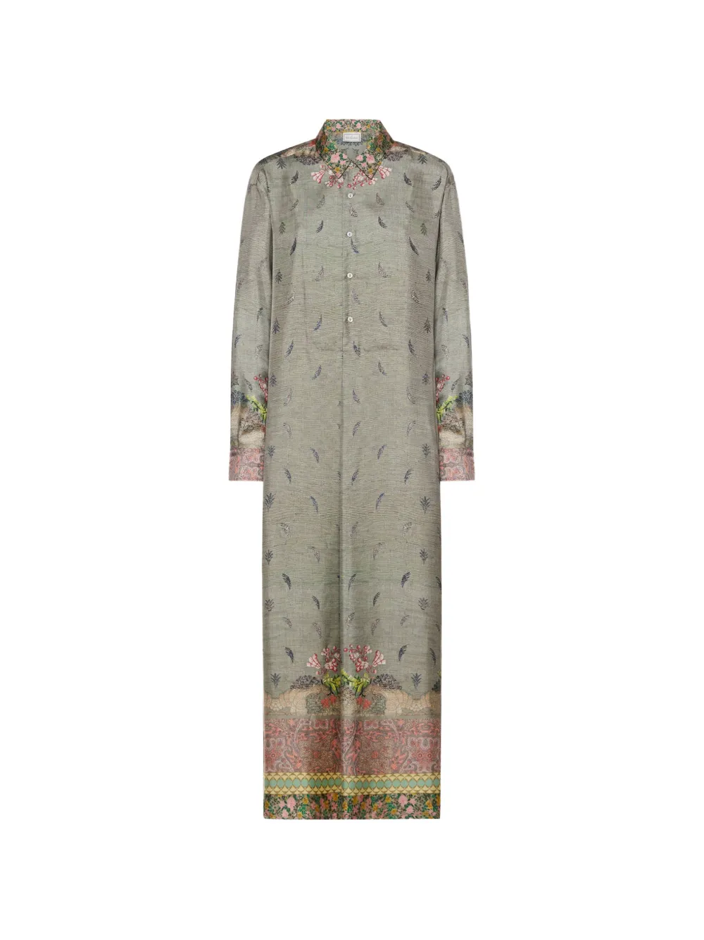 Pierre-Louis Mascia Aloe botanical-print maxi shirt dress - Verde