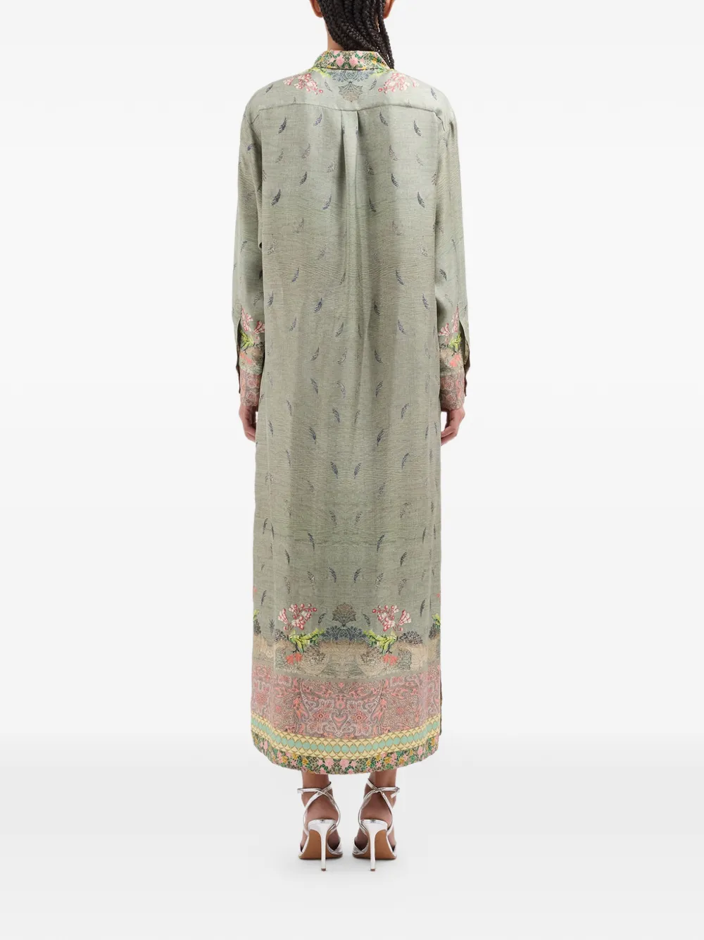 Pierre-Louis Mascia Aloe maxi-blousejurk met botanische print Groen