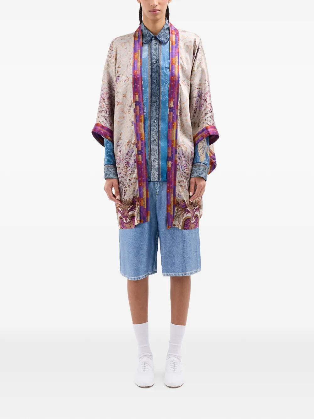 Paisley Print Silk Coat