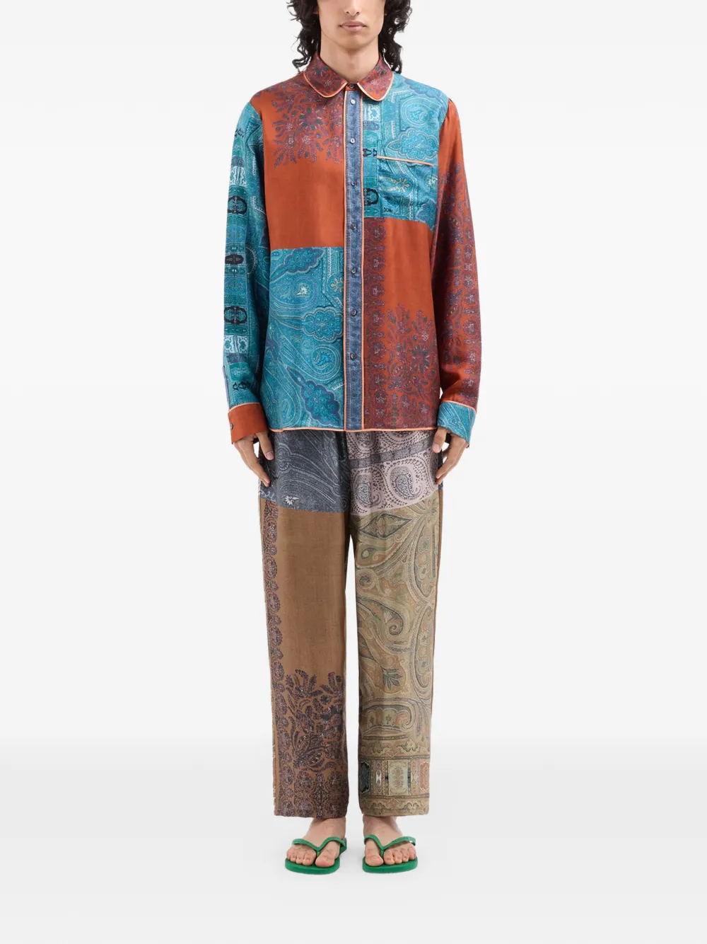 Pierre-Louis Mascia Aloe shirt met paisley-print en patchwork Blauw
