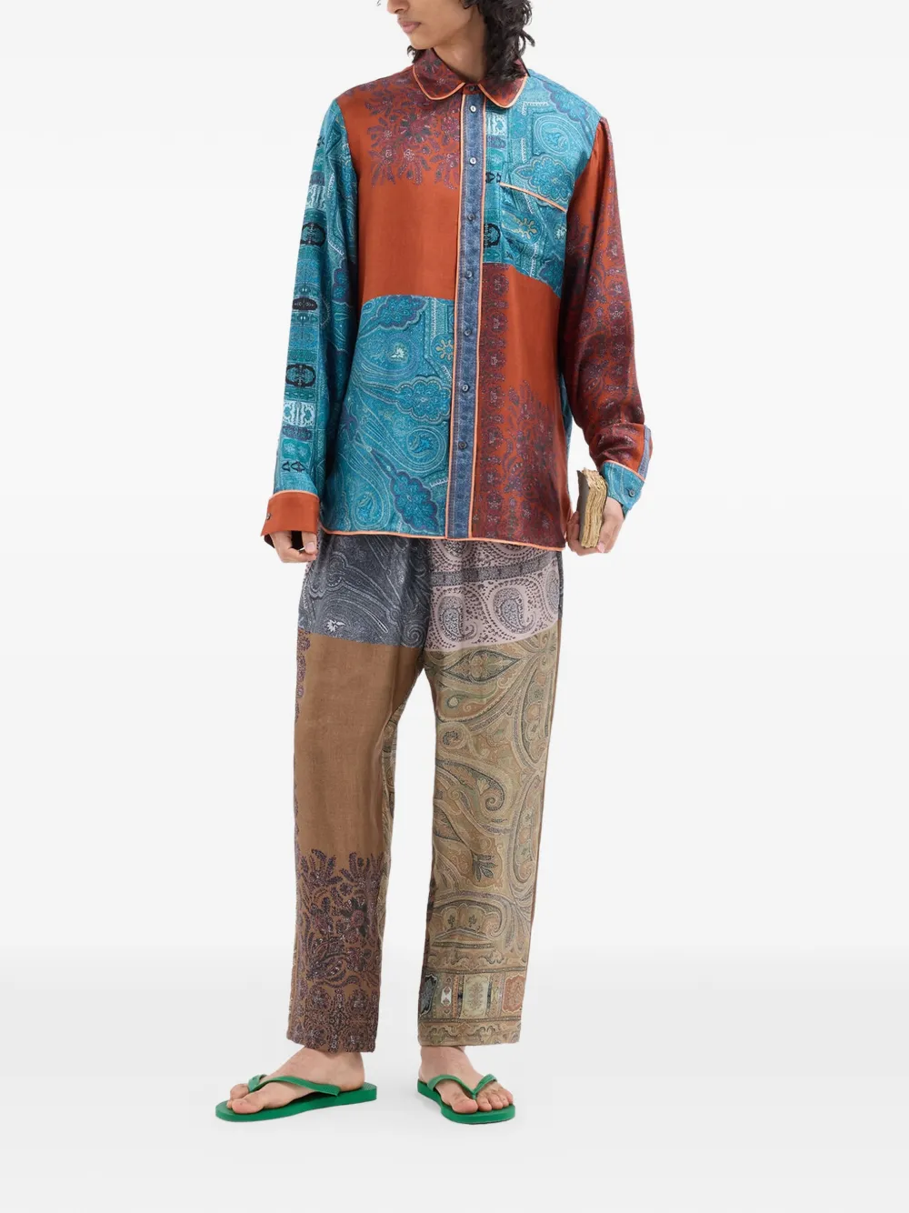Pierre-Louis Mascia Aloe shirt met paisley-print en patchwork Blauw