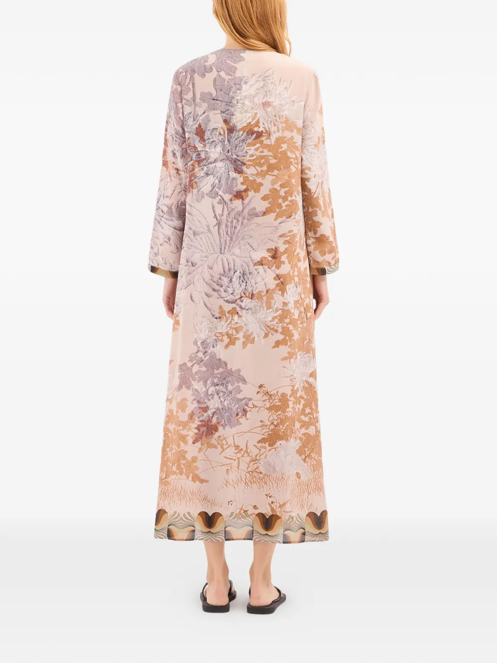 Pierre-Louis Mascia Brule midi-jurk met bloemenprint en A-lijn Beige