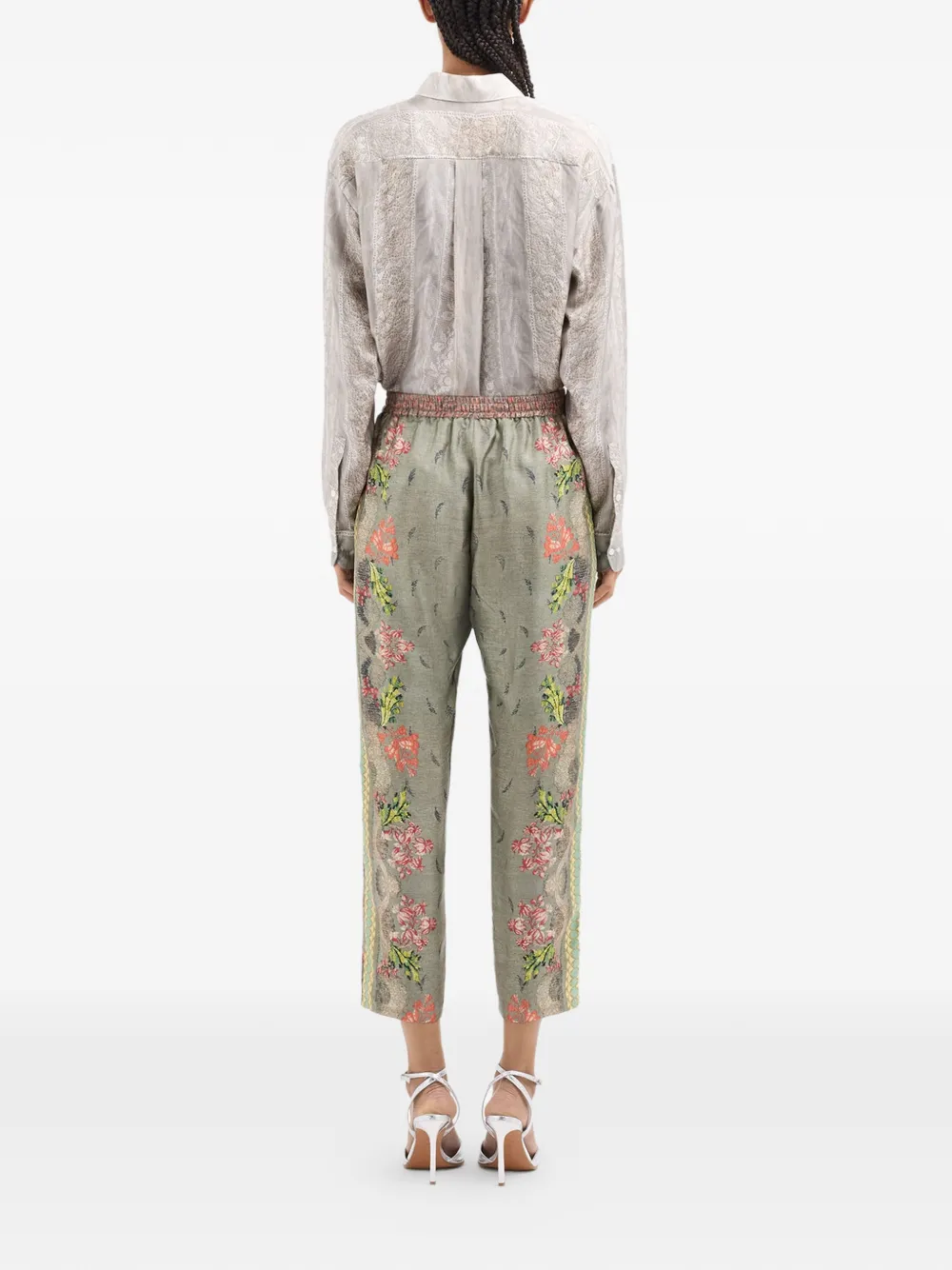 Pierre-Louis Mascia Broek met bloemen-print en trekkoord Groen
