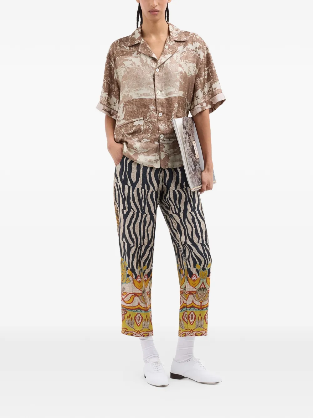 Pierre-Louis Mascia Aloe broek met zebraprint Beige