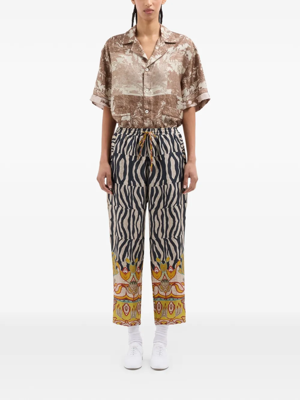 Pierre-Louis Mascia Aloe broek met zebraprint Beige