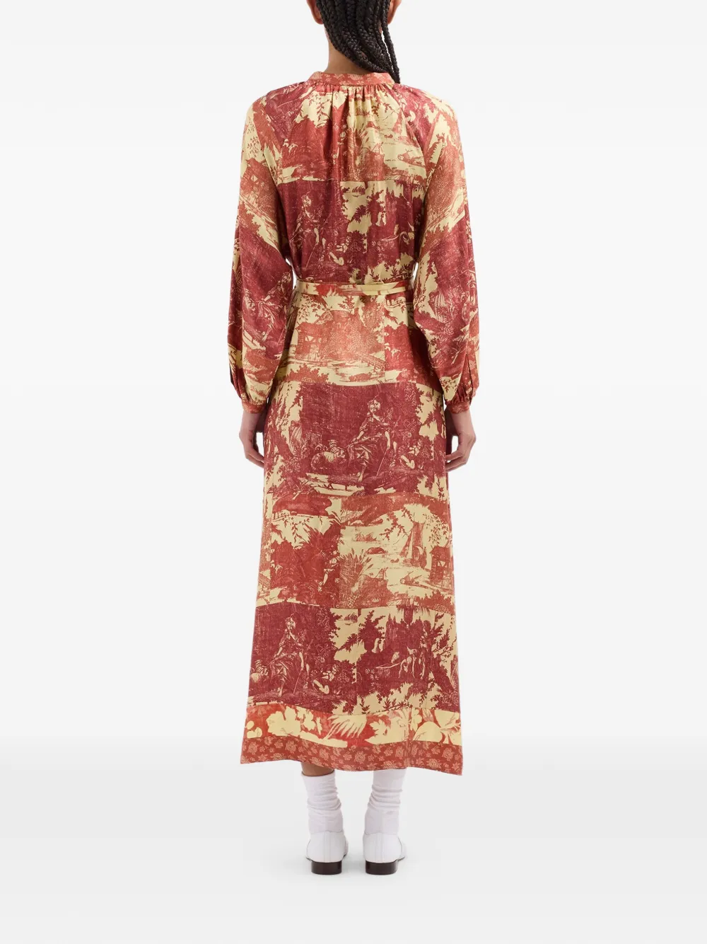 Pierre-Louis Mascia Aloe maxi-jurk met pastorale print Rood