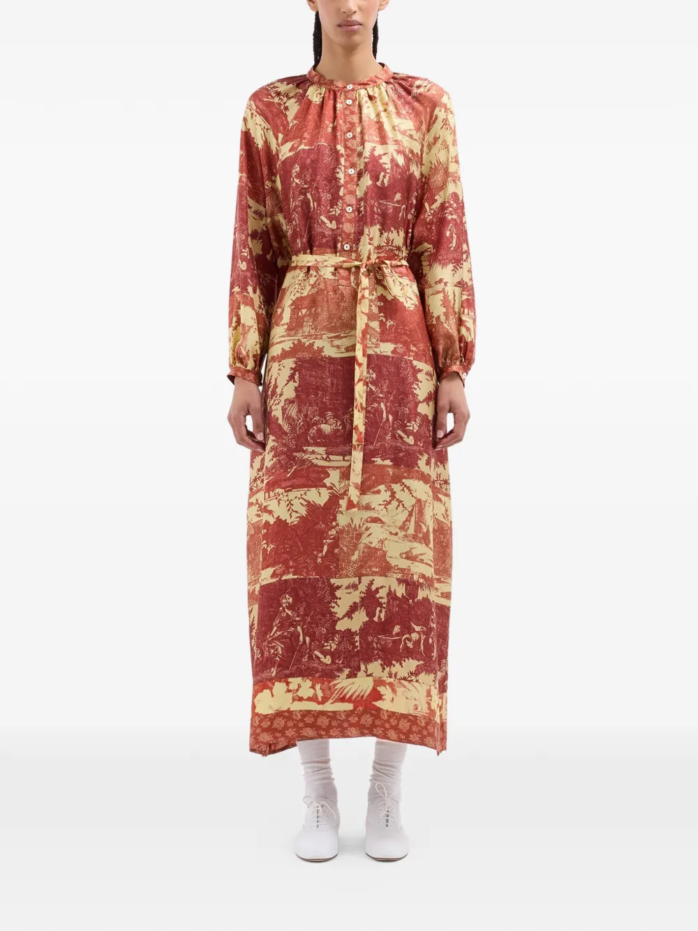 Pierre-Louis Mascia Aloe maxi-jurk met pastorale print Rood