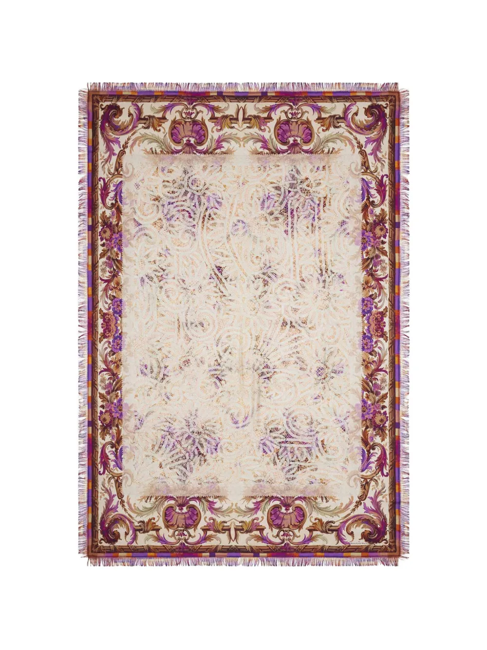 Pierre-Louis Mascia Aloeuw baroque-patterned fringed silk scarf - Toni neutri