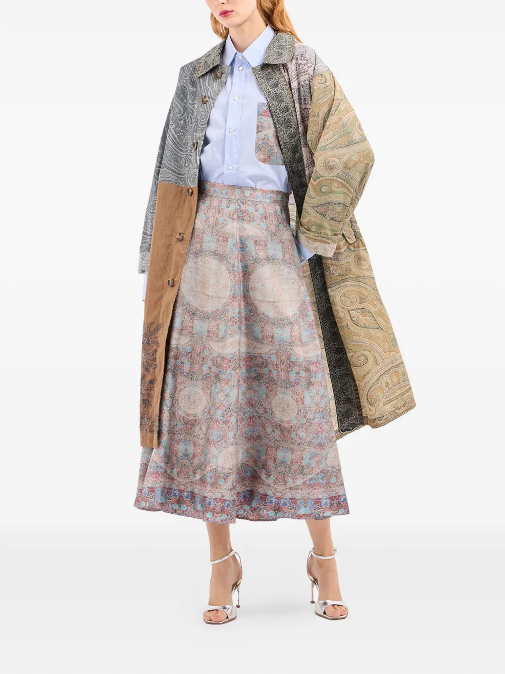  Pierre-louis Mascia Aloe A-line Printed Midi Skirt - Neutrals 