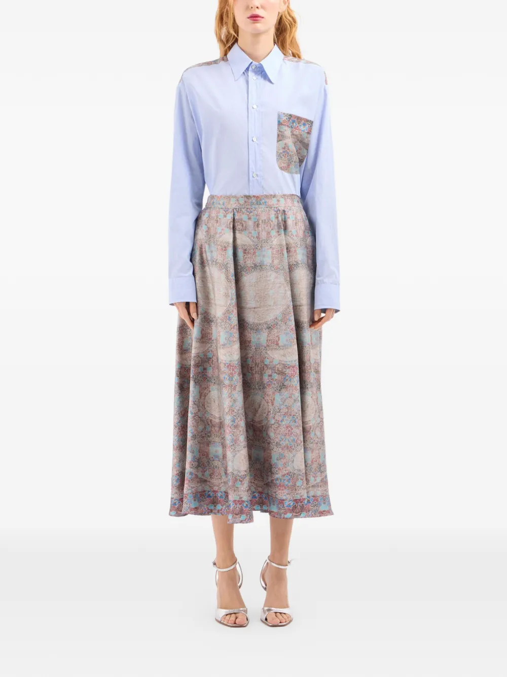  Pierre-louis Mascia Aloe A-line Printed Midi Skirt - Neutrals 