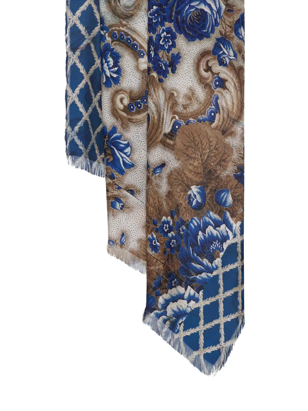 Pierre-Louis Mascia Aloeuw geometrische sjaal met bloemen Beige