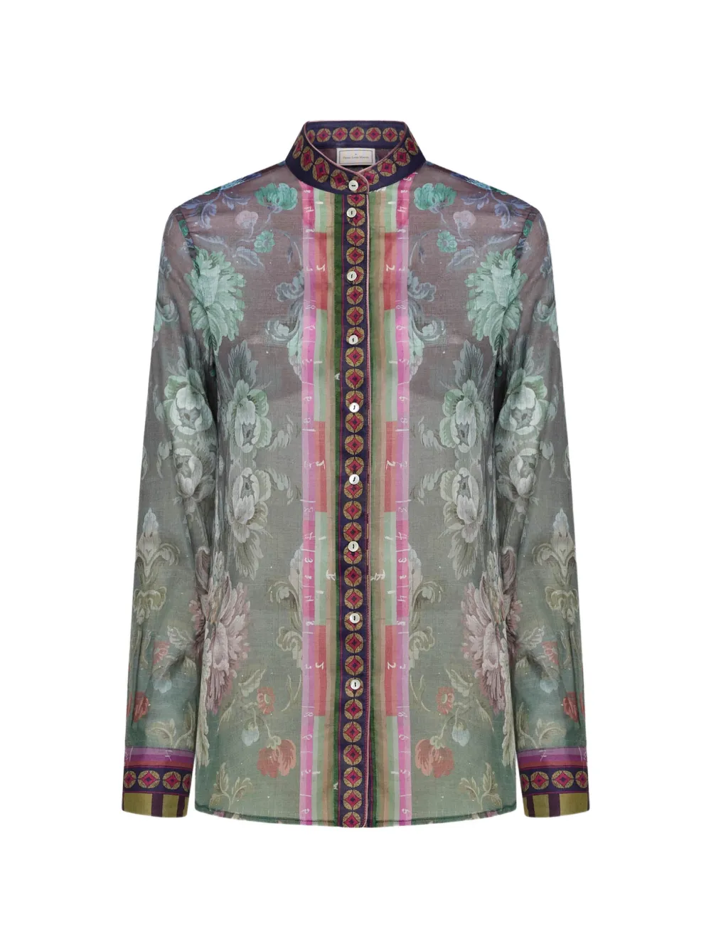 Pierre-Louis Mascia Stich mandarin-collar floral shirt - Verde