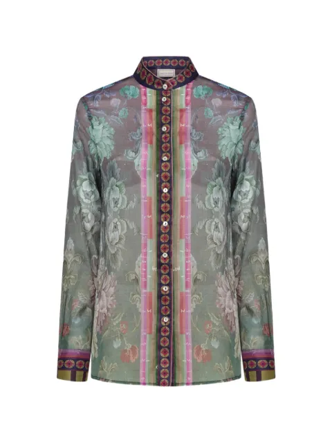 Pierre-Louis Mascia chemise Stich à col mao et à fleurs