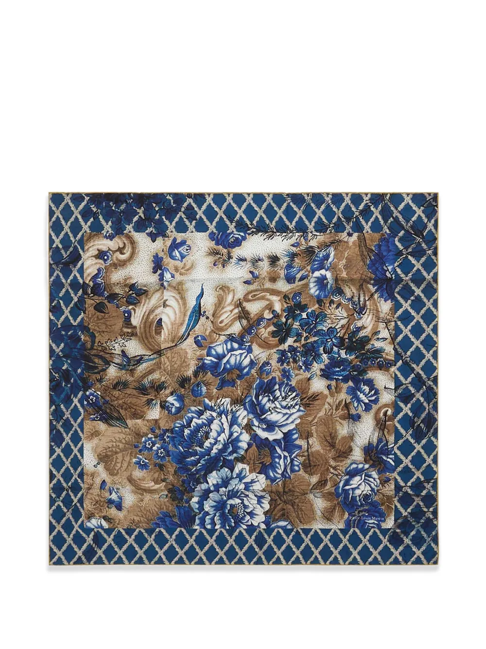 Pierre-Louis Mascia Aloeuw floral geometric silk scarf - Blu